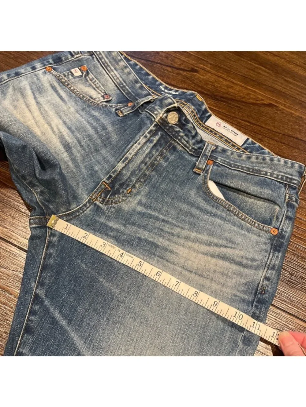 AG Matchbox Slim Straight Jean 32x33.5 21 Yrs Seize Distressed Faded AG-ED Denim